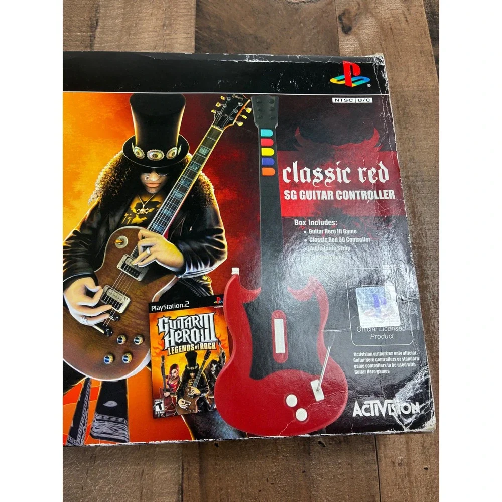 Guitar Hero III Legends of Rock PS2 Bundle with Red SG Wired Guitar Controller